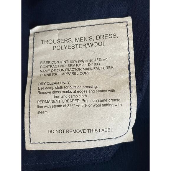 DSCP Tennessee Apparel Mens Blue Wool Blend Dress Pants 33R Military Formal - Picture 4 of 12